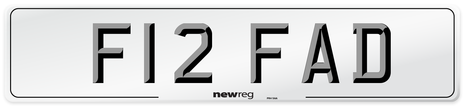 F12 FAD Number Plate from New Reg